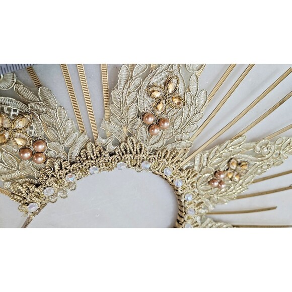 Halo Crown, Sunburst Crown, Embellished Customizable, Gold Halo, Halo Headpiece - Picture 2 of 7